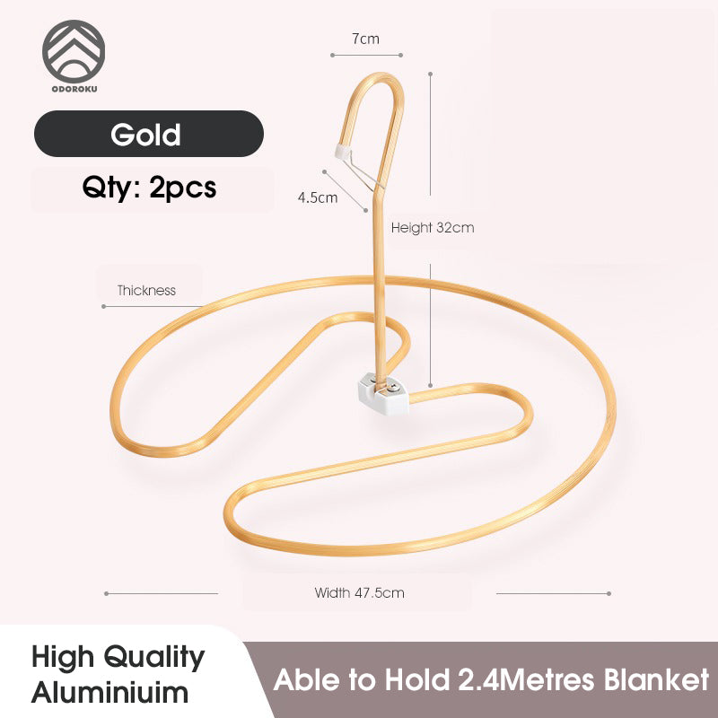 ODOROKU Aluminum Foldable Drying Rack Heart Shaped Hanger Windproof Design Rotating Quilt Storage Rack Quilt Blanket Rack 360 Degree Freely Full Ventilation - ODOROKU