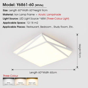 ODOROKU Nordic Style Modern LED Ceiling Light Flush Mount Ceiling Light Fixture Hexagon Lighting Lamp with Acrylic Lampshade for Bedroom Living Room Dining Room Laundry Black White - ODOROKU