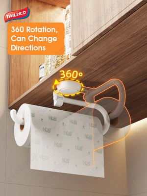 ODOROKU x Taili One Push Suction Cup Kitchen Towel Cloth Holder Wall Mounted Vacuum Suction Cup Adjustable Angle Strong Load Bearing Suction Cup Kitchen Paper Towel Holder White for Bathroom Kitchen - ODOROKU