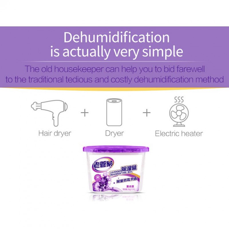 ODOROKU Lavender Dehumidifier Moisture Absorber 230g Dehumidifier Box Use at Bookcase Bedroom Shoe cabinet Bathroom - ODOROKU