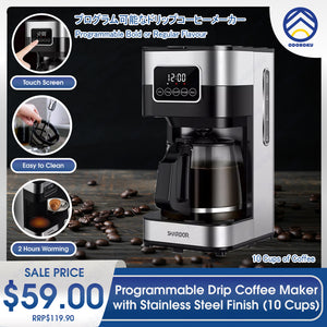 ODOROKU Coffee Maker Touch-Screen 10-cup Programmable with Glass Carafe Coffee Machine Drip Coffee Maker Stainless Steel - ODOROKU