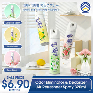 ODOROKU Air Refresher Spray 320ml Odor Eliminator & Deodorizer Gardenia Lemon Rose Long-Lasting Freshness Natural Fragrance All-Purpose Odor Solution Home Office Pet Friendly - ODOROKU