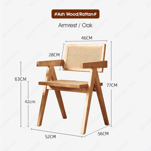 ODOROKU Rattana Chair Solid Wood Dining Accented Armchair Balcony Modern Wood Dining Chairs Learning Chair Leisure Chair - ODOROKU