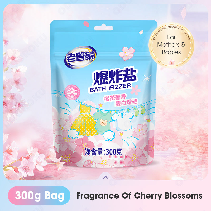 ODOROKU Sakura Explosive Salt Fizzer Laundry Stain Removal 300g 1000g Antibacterial & Deep Cleaning Laundry Detergent Powder Remove Dirt Yellow Keep Fresh Smell Clothes Washing Infant Adult Clothes Powerful Bleach Laundry Stain Remover - ODOROKU