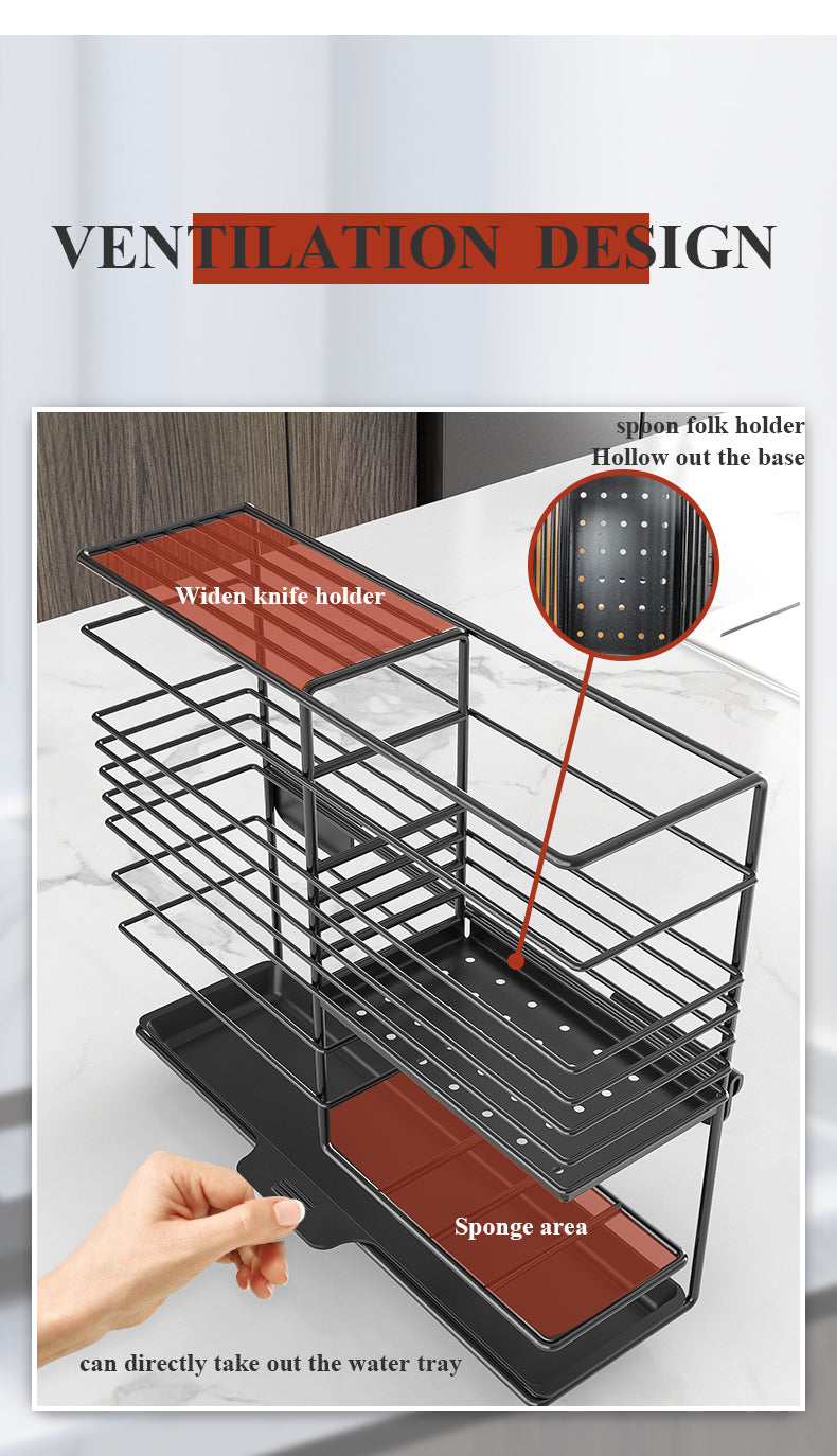 ODOROKU Foldable Dish Drying Rack 201 Stainless Steel with Utensil Holder Wine Glass Holder with Removable Drain Board - ODOROKU