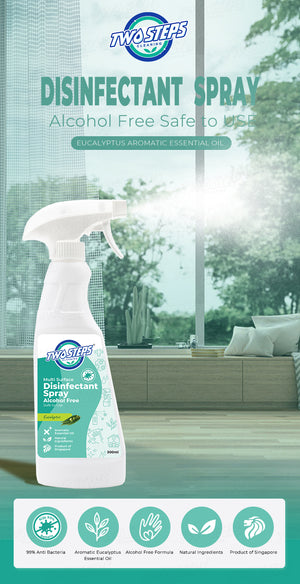 ODOROKU x Two Steps Cleaning Disinfectant Spray 500ml / 5 Litre - Eucalyptus 99% Antibacteria For Disinfecting and Deodorizing Non Alcohol Formula Safe for Kids - ODOROKU