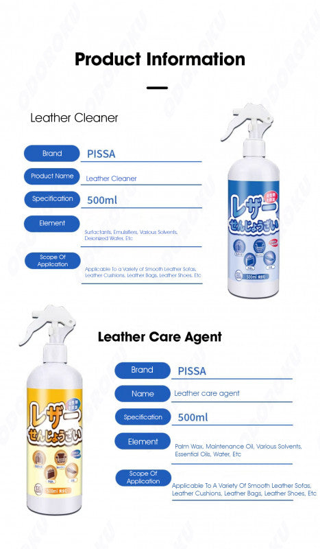 ODOROKU Luxury Leather Bag / Sofa Cleaner Stain Removal 500ml Leather Sofa Cleaner Leather Conditioner Leather Seats Mold and Mildew Remover Japan Original Import For Sofa Bag Shoe Car Cleans And Softens - ODOROKU