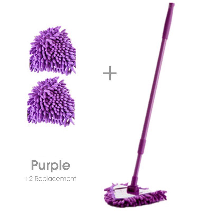 ODOROKU 55-90cm Extendable Chenille Mop Car Wash Mop Long Handle Wet & Dry Use Purple Blue Green - ODOROKU