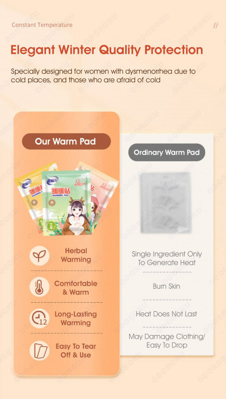 ODOROKU Stick On Herbal Heat Pad Warmer for Hand Body Feet 12 Hours Lasting For Menstrual Cramps Travel Size Portable - ODOROKU