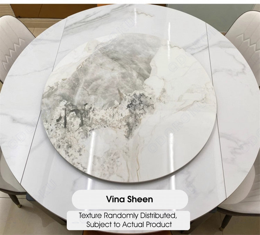 ODOROKU 50cm-160cm Sintered Stone 360° Rotating Lazy Susan Turntable Italian Stone Plate Dining Room Table White Marble Black Gold Grey Lazy Susan Turntable Rotating Serving Plate Dinning Table Organizer for Dining Table Kitchen Countertop Cabinet - ODOROKU