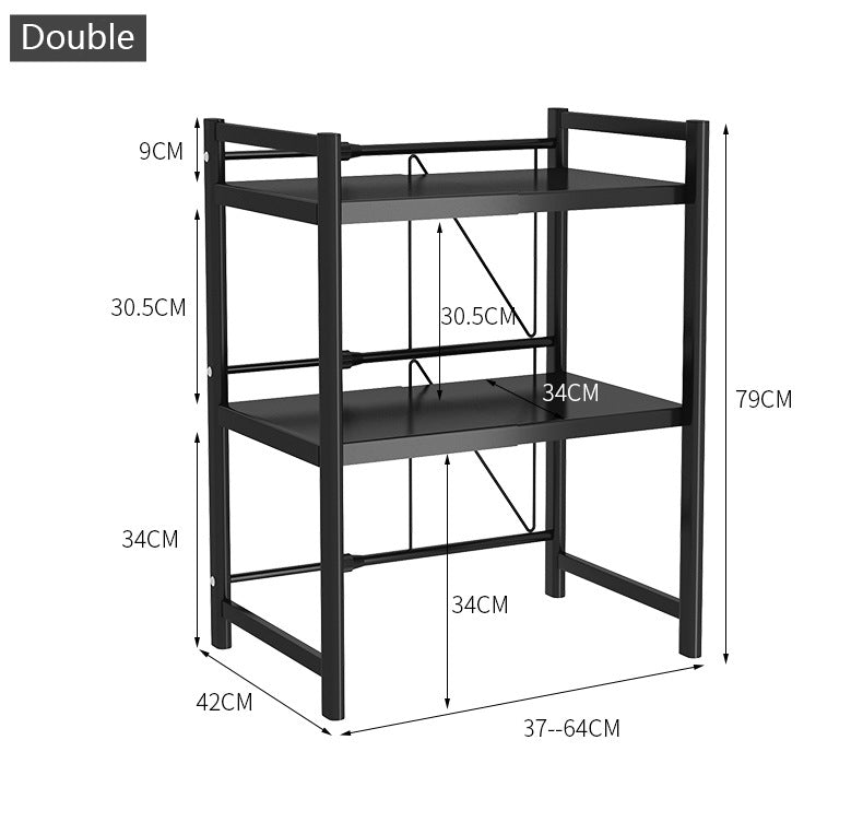 ODOROKU 1/2 Tier Microwave Oven Rack with Utensils Set and Hooks Expandable Black Carbon Steel Extendable Microwave Rack Shelf Counter Kitchen Organizer Storage Rack 201 Stainless Steel Hook Adjustable from 37~64cm - ODOROKU