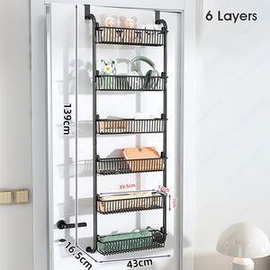 ODOROKU Over the Door Hanging Basket Organizer Shower Caddy 4/6 Tiers Door Organizer Suction Cup Pantry Organizer Storage Hanging Spice Rack for Kitchen Bathroom Bedroom - ODOROKU