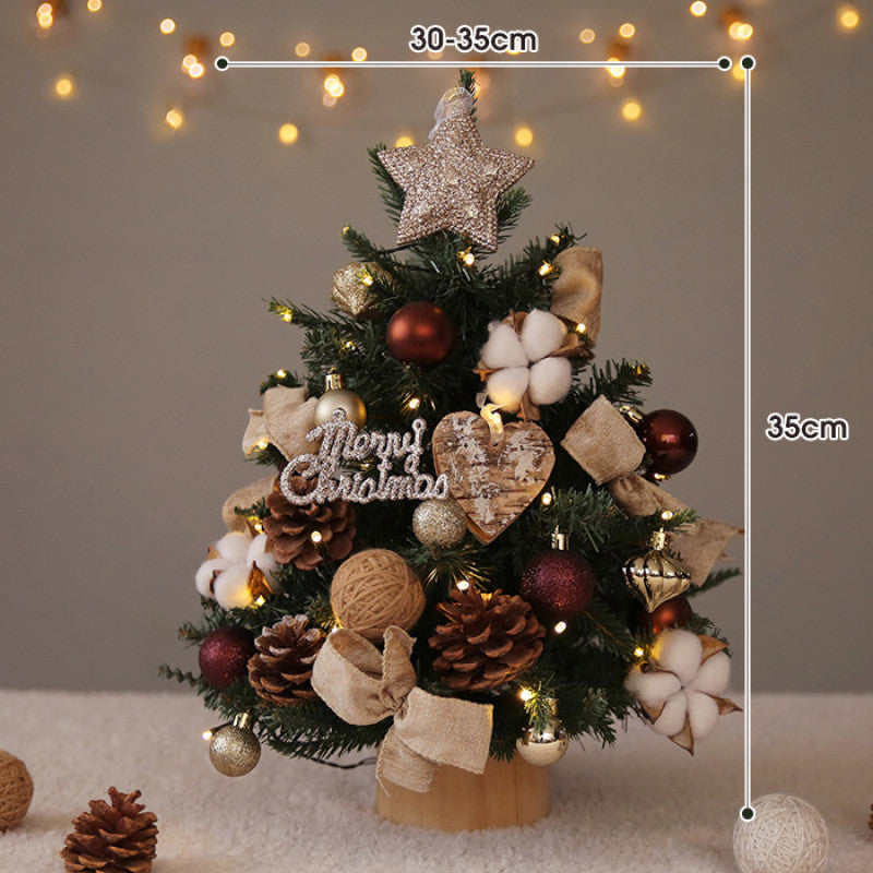 ODOROKU Thick Tabletop LED Prelit Christmas Tree with Ornaments Realistic Feel with Lights Battery Powered Artificial Xmas Spruce Tree Christmas Decorations Indoor Home Party - ODOROKU