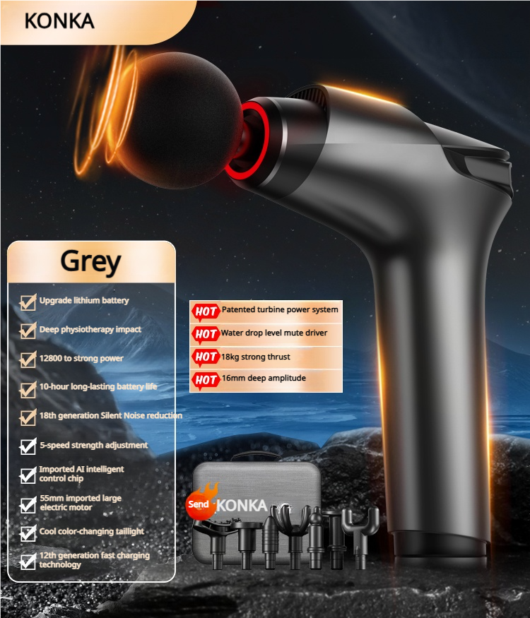 ODOROKU x Konka F7 Premium Fascia Guns Streamline Massager 99-levels 8 Heads Adjustable 16mm Deep Tissue Percussion Muscle Massage Guns Breath Light USB Charging Power Display - ODOROKU