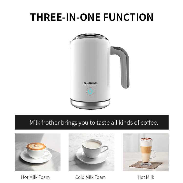 ODOROKU 3 in 1 Electric Milk Frother with Handle Milk Foam for Hot and Cold Milk Hot Chocolate Latte Cappuccino Portable Milk Frother Foam Maker - ODOROKU