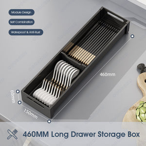 ODOROKU Aluminum Adjustable Cutlery Drawer Organizer Flatware Drawer Tray for Silverware Serving Utensils Storage for Kitchen, Office, Bathroom Supplies - ODOROKU