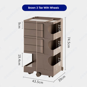 ODOROKU 2/3 Tiers Rolling Cart with Multi-Compartments & Hidden Storage Rotating Storage Organizer with Wheels Storage Trolley for Office Living Room Kitchen Movable Storage Organizer - ODOROKU