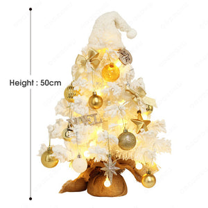 ODOROKU Thick Tabletop LED Prelit Christmas Tree with Ornaments Realistic Feel with Lights Battery Powered Artificial Xmas Spruce Tree Christmas Decorations Indoor Home Party - ODOROKU