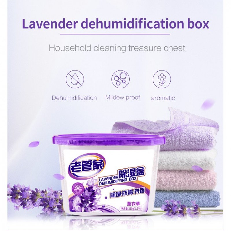 ODOROKU Lavender Dehumidifier Moisture Absorber 230g Dehumidifier Box Use at Bookcase Bedroom Shoe cabinet Bathroom - ODOROKU