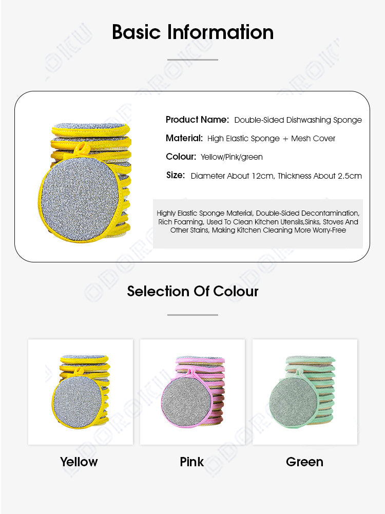 ODOROKU Non-Scratch Dual Sided Thick Dishwashing Cleaning Sponge Antibacterial Multipurpose Reusable Magic Sponge Cloth Multifunctional Scrubber Sponge Scouring Pad Hangable Cleaning Sponges Kitchen Utensils Dishes Sinks Stoves Mirror Window Tile Stains - ODOROKU