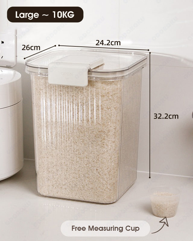 ODOROKU 5/10 kg Large Rice Storage Containers with Lids Airtight with for Flour, Sugar, Rice & Baking Supply Airtight Kitchen & Pantry Bulk Food Storage for Kitchen Organization - ODOROKU