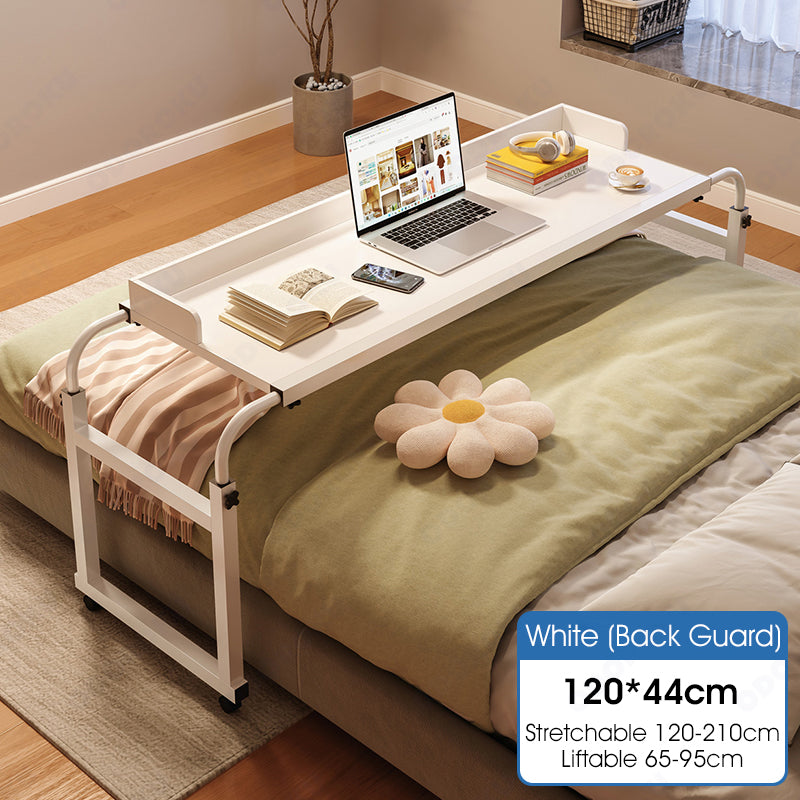 ODOROKU Adjustable Overbed Table with Wheels Over the Bed Desk Over Bed Desk Study Table Work Table King Queen Bed Table Overbed Laptop Table Workstation Over Bed Table with Wheels Black White - ODOROKU