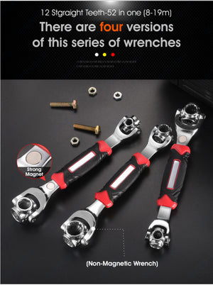 ODOROKU Universal Wrench 52 in 1 Socket Wrench Multifunction Wrench Tool with 360 Degree Rotating Head 6 Point 12 Point Spanner Tool for Home and Car Repair - ODOROKU