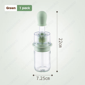 ODOROKU Kitchen Glass Olive Oil Bottle Pippette with Silicone Brush 180ml Oil Dispenser with Brush 2 IN 1 Oil Dispenser Bottle with Silicone Basting Brush for Cooking Vinegar Sauce BBQ Grill Frying White Green - ODOROKU