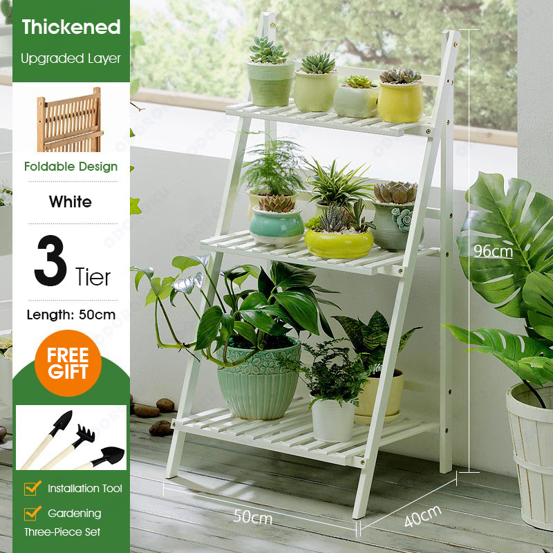 ODOROKU 3/4 Tier Bamboo Ladder Plant Stand Garden Rack Foldable Organizer Flower Display Shelf Rack for Home Patio Lawn Garden Balcony - ODOROKU