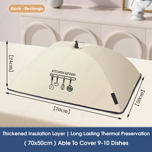 ODOROKU Cute Aluminum Foil Foldable Table Dustproof Food Cover Dish Cover Foldable Insulated Thermal Food Cover Collapsible Dustproof Beige - ODOROKU