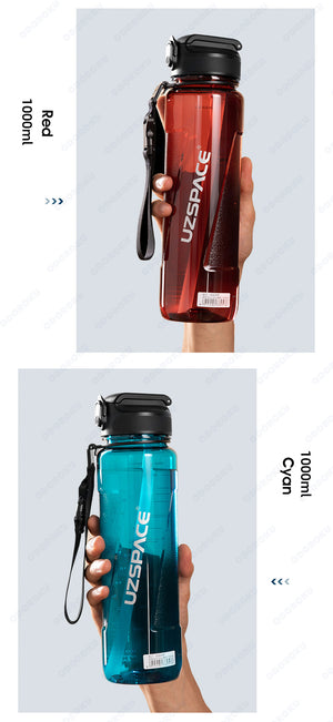 ODOROKU Transparent Straw BPA Free Water Bottle 850ml 1000ml 1 Litre USA Tritan Food Grade Material Easy One-Hand Opening Cover Leak-proof Safety Lock Nylong Strap Ideal for Outdoor Sports Exercise Cycling Tritan Water Bottle - ODOROKU