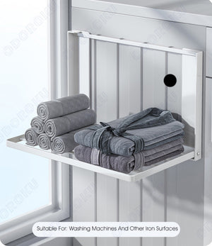 ODOROKU Invisible & Foldable Washing Machine Storage Rack Side Fridge Magnetic Folding Shelf Wall Mounted Installation Free Cloth Rack Hanger Storage Foldable Laundry Rack Space Saving Organizer Clothes Drying Rack Detergent Towel - ODOROKU