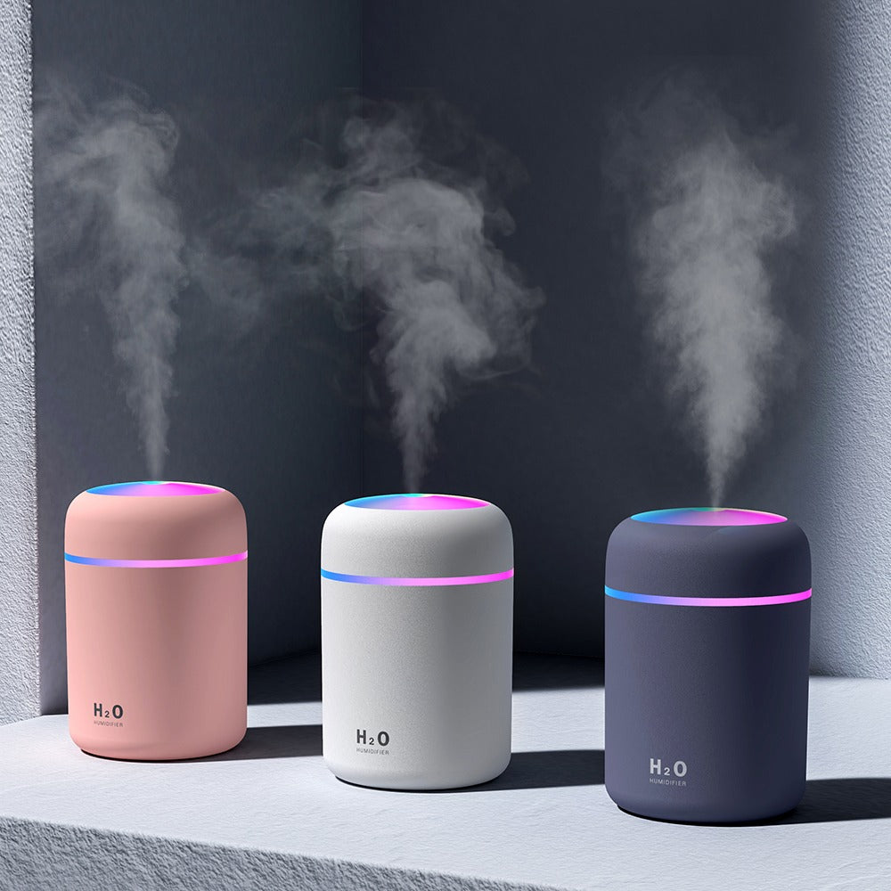 ODOROKU 300ml Portable Mini Air Humidifier USB Rechargeable Diffuser Purifier Car Humidifier With RGB LED Night Light Aromatherapy Aroma Diffuser Purifying Mist Maker Essential oil - ODOROKU