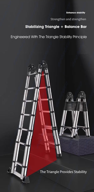 ODOROKU Telescopic Ladder A-Frame Stainless Steel Extension Ladders Multi-Purpose Collapsible Ladder for Household Commercial Aircon Renovation Herringbone Ladder Folding Ladders - ODOROKU