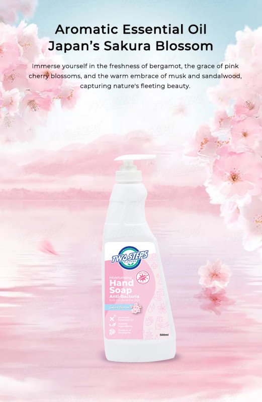 ODOROKU x Two Steps Cleaning Hand Soap 500ml / 5 Litre - Sakura Blossom Made with Essential Oils Moisturizing for Hands Biodegradable Formula - ODOROKU