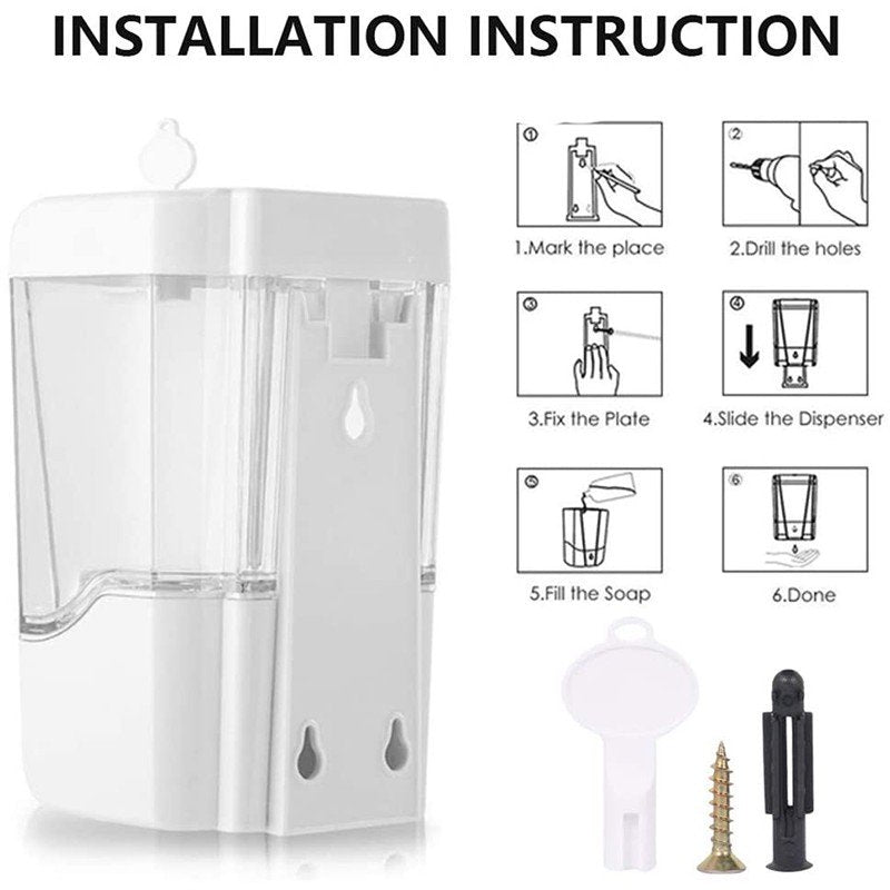 ODOROKU 700ml/1000ml Automatic Soap Dispenser Wall Mounted Contactless for Kitchen, Toilet or Bathroom Use - ODOROKU