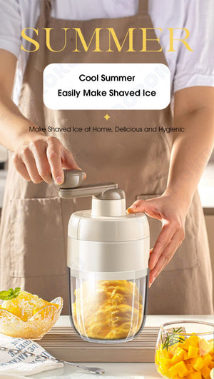 ODOROKU DIY Hand Crank Shaved Ice Maker 1000ml With Hand-Crank Handle Ice Bingsu Ice Kacang Milkshake Smoothie Ice Cream Slushie Dessert Ice Shaver Machine Ice Crusher Snow Cone Crushed Ice Shaken Ice Party Picnic Manual Brown Khaki - ODOROKU