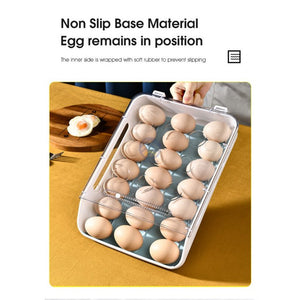 ODOROKU Rolling Stackable Egg Holder Auto Scrolling Down for Refrigerator Smart Stackable Antislip Deviled Egg Tray Food - ODOROKU