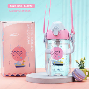 ODOROKU Kids & Baby Water Bottle Tritan Material with Sippy Straw and Removable Strap BPA Free Portable Water Bottle Large Handle and Water Level Scale Leakproof Lock 500/680/730/1500ml - ODOROKU