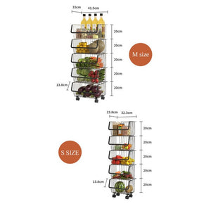 ODOROKU 2/3/4/5 Tiers Kitchen Basket Rack with Wheels Multipurpose Rack Storage Heavy Duty Vegetable And Fruit Basket - ODOROKU