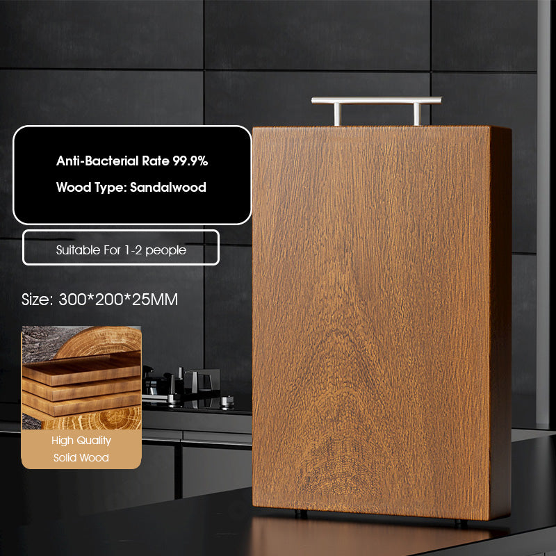 ODOROKU Thick Black Gold Solid Wood Chopping Board with Handle South America Imported Sandalwood For Chopping Meat Bone Vegetable Fruits Natural Wood Butcher Block Thich Hard Heavy Duty Cutting Board for Kitchen - ODOROKU