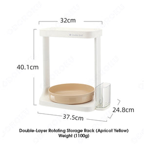 ODOROKU 1/2 Tier Rack Lazy Susan Spinning Storage Rack Plastic Rotating Kitchen Food Tray Holder Spice Can Food Shelf Storage Organizer Rotating Spice Rack Seasoning Condiment Organiser Bathroom Kitchen White Orange - ODOROKU