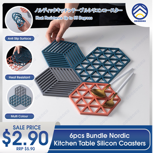 ODOROKU 6pcs Bundle Nordic Kitchen Table Silicon Coaster Biscuit Placemat Silicone Coasters Maximum 95 Degrees - ODOROKU