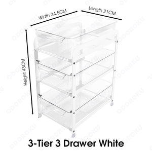 ODOROKU 2/3 Tiers Undersink Pull Out Shelf Cabinet Storage Rack Kitchen Storage Pull Out Rack Cabinet Basket Organizer / Under Sink Storage Rack with Sliding Drawer Countertop Storage Basket Black White - ODOROKU