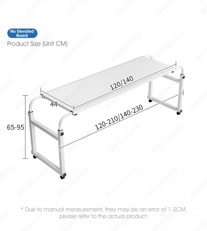 ODOROKU Adjustable Overbed Table with Wheels Over the Bed Desk Over Bed Desk Study Table Work Table King Queen Bed Table Overbed Laptop Table Workstation Over Bed Table with Wheels Black White - ODOROKU