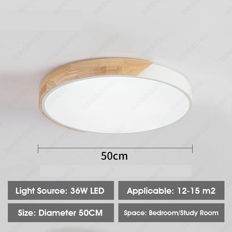 ODOROKU Circle Modern LED Ceiling Light Minimalist Wood Style Flush Mount Ceiling Light Fixture Circle Lighting Lamp with Acrylic Lampshade for Bedroom Living Room Dining Room Laundry Black White - ODOROKU