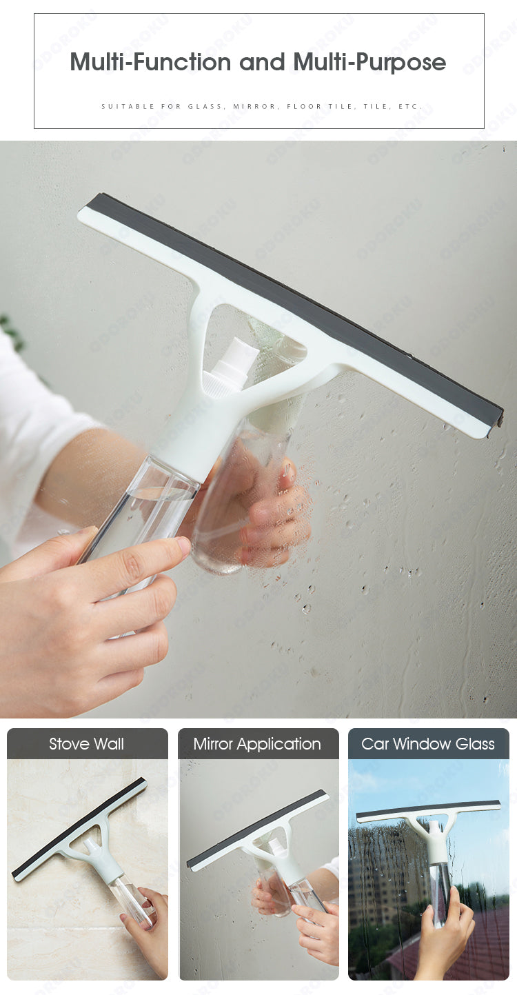 ODOROKU Multi-Purpose Glass Wiper with Spray Bottle for Window, Glass, Shower Door, Car Windshield - ODOROKU