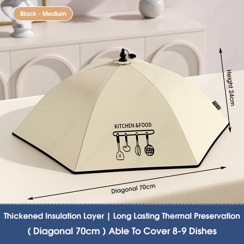 ODOROKU Cute Aluminum Foil Foldable Table Dustproof Food Cover Dish Cover Foldable Insulated Thermal Food Cover Collapsible Dustproof Beige - ODOROKU