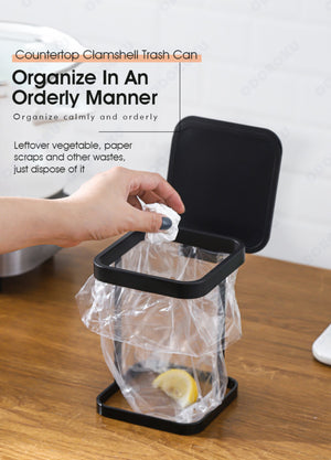 ODOROKU Mini Metal Countertop Trash Can Garbage Bag Holder with Lid for Home Kitchen Office - ODOROKU