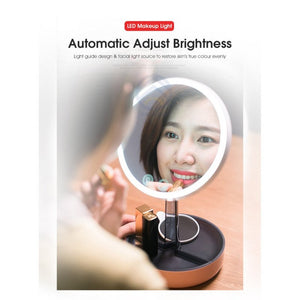 ODOROKU Makeup Mirror with LED Lights, Table Lamp, Automatic Adjust Brightness, Touch Control, Rotatable Magnify Glass - ODOROKU